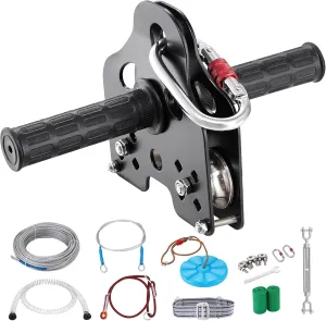 Happybuy 80 ft Zipline Kit for Kids & Adults, 500 lb Capacity, Backyard Outdoor Play, Quick Setup, Stainless Steel, Spring Brake, Safety Harness, Seat