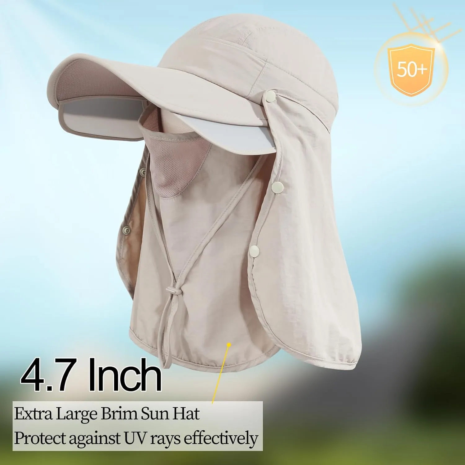 Hat for Women Sun Protection UV Hat with Neck Flap, Wide Brim Sun Hat for Outdoor Gardening Workout