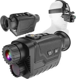 Head-Mounted 4K HD Night Vision Monocular, 8X Digital Zoom, Rechargeable Infrared Goggles for Hunting & Outdoor Use