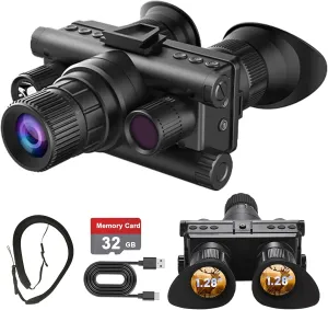 Head Mounted Night Vision Monocular, 4K Night Vision Goggles 8X Digital Zoom with Tactical Light and Backlight Button, Can Save Photo and Video, for Camping