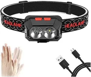 Head Torch,Outdoor illumination chargeable strong light headlights Waving night fishing lamp LED mini rotating headlights Lightweight Waterproof Headlight
