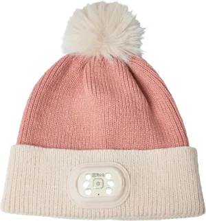Headlightz by Roq Innovation - POM POM Beanie with Light, Unisex LED Beanie Hat with Light Built in, Rechargeable