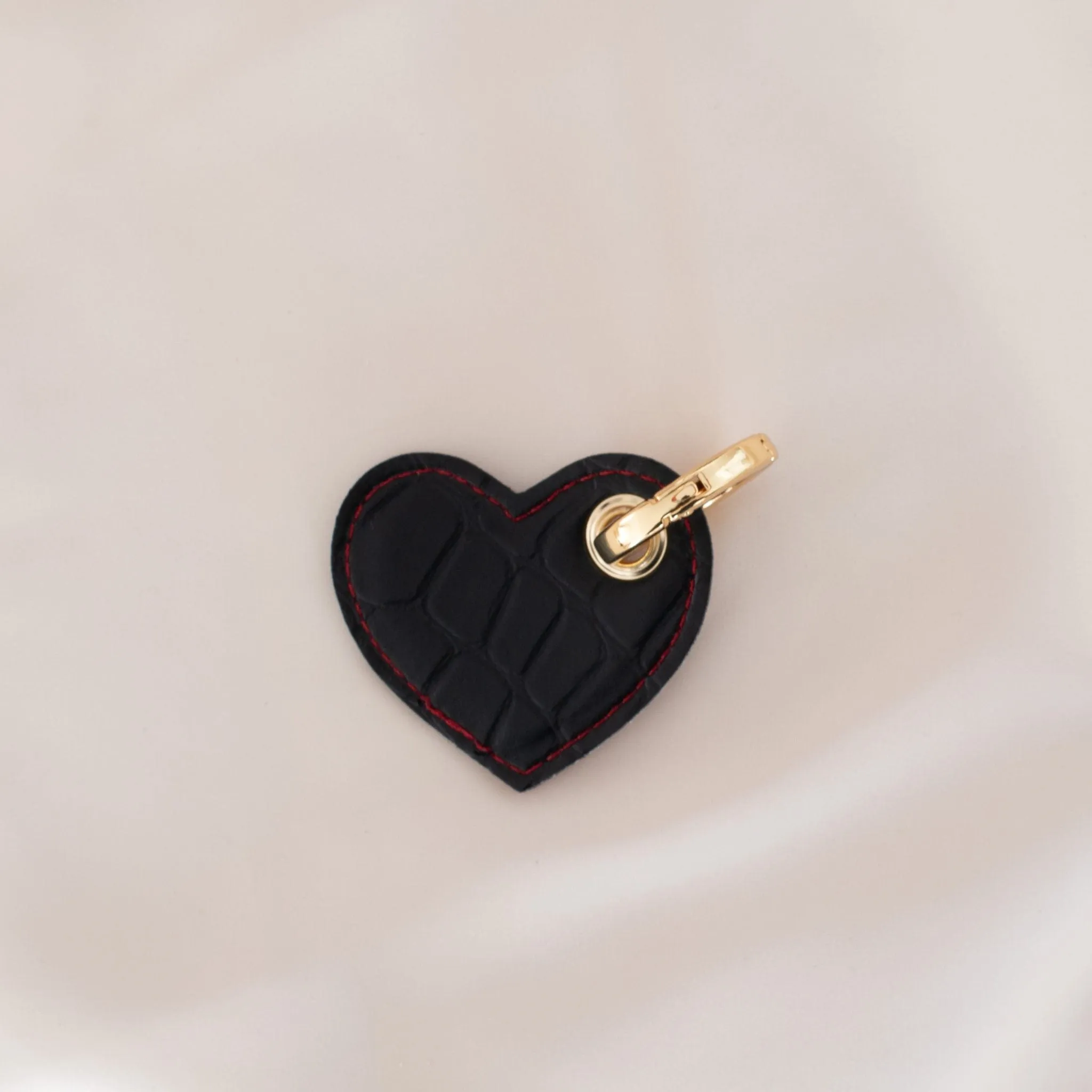 Heart Vegan Apple Leather Key Ring | Bordeaux & Black