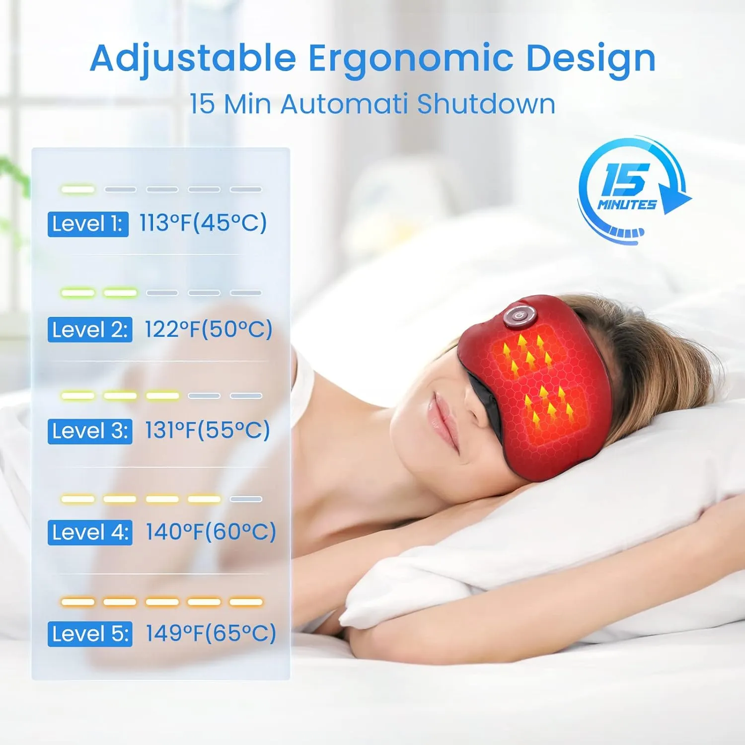 Heated Eye Mask Cordless, USB Eyes Heating Pad, Eye Massager Mask for Sleeping, Electric Warm Eye Compress for Dry Eyes, Relief Stye, Blepharitis, Chalazion, Sleep Mask Gift for Men Women