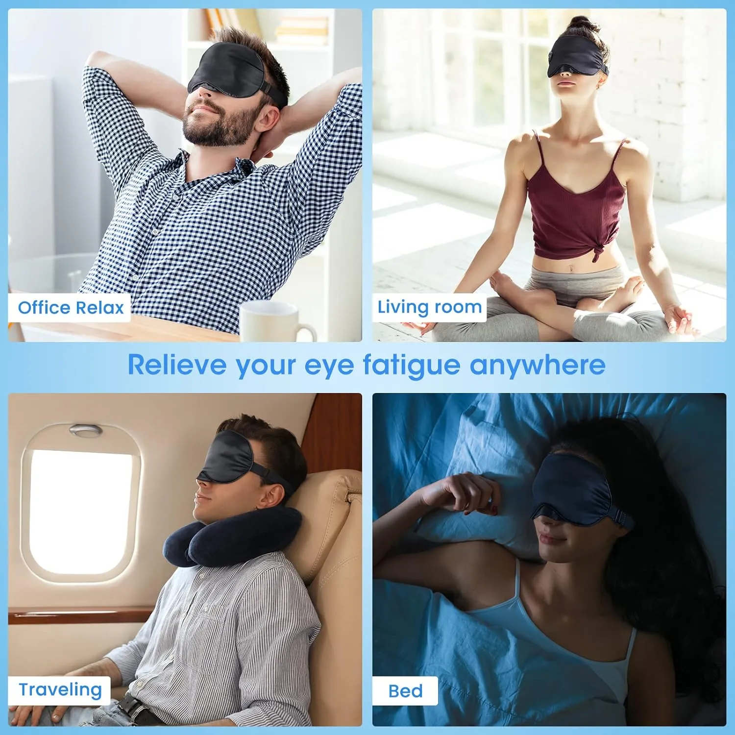 Heated Eye Mask Cordless, USB Eyes Heating Pad, Eye Massager Mask for Sleeping, Electric Warm Eye Compress for Dry Eyes, Relief Stye, Blepharitis, Chalazion, Sleep Mask Gift for Men Women
