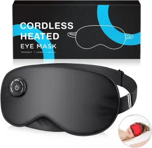 Heated Eye Mask Cordless, USB Eyes Heating Pad, Eye Massager Mask for Sleeping, Electric Warm Eye Compress for Dry Eyes, Relief Stye, Blepharitis, Chalazion, Sleep Mask Gift for Men Women