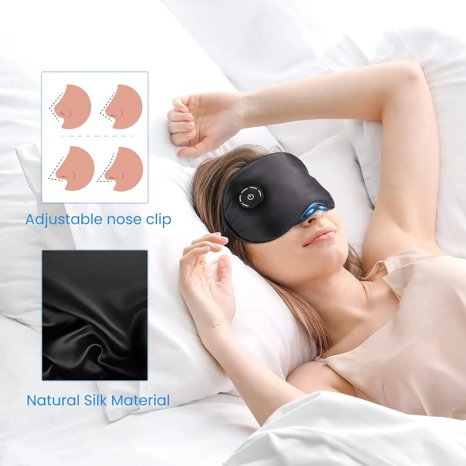 Heated Eye Mask Cordless, USB Eyes Heating Pad, Eye Massager Mask for Sleeping, Electric Warm Eye Compress for Dry Eyes, Relief Stye, Blepharitis, Chalazion, Sleep Mask Gift for Men Women