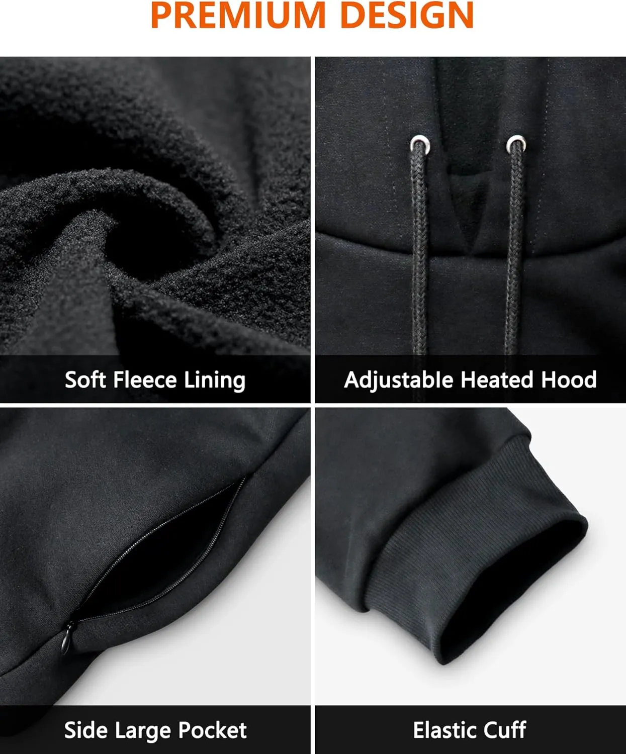 Heated Hoodie,10000 mAh Battery Pack (Unisex),Heated Sweatshirt Pullover Hoodie for Men and Women with 6 Heating Zones