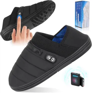 Heated Slippers, BIAL Unisex Electric Heating Pad for Feet, Rechargeable Battery Shoes Cordless Heat Foot Warmer Feet Warmer Winter Slippers Cold Weather Slippers for Men Women, Black   Aqua Blue