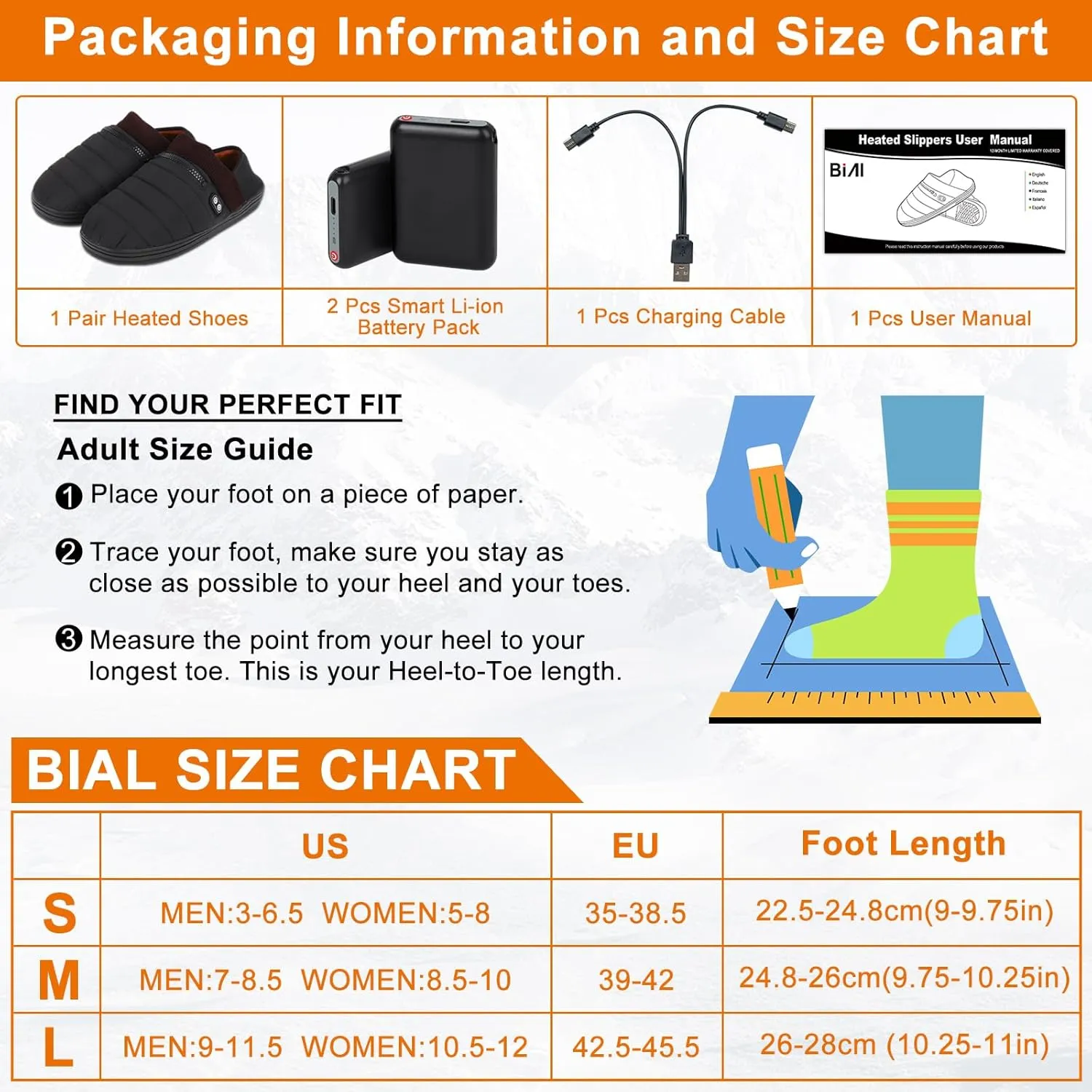 Heated Slippers, BIAL Unisex Electric Heating Pad for Feet, Rechargeable Battery Shoes Cordless Heat Foot Warmer Feet Warmer Winter Slippers Cold Weather Slippers for Men Women