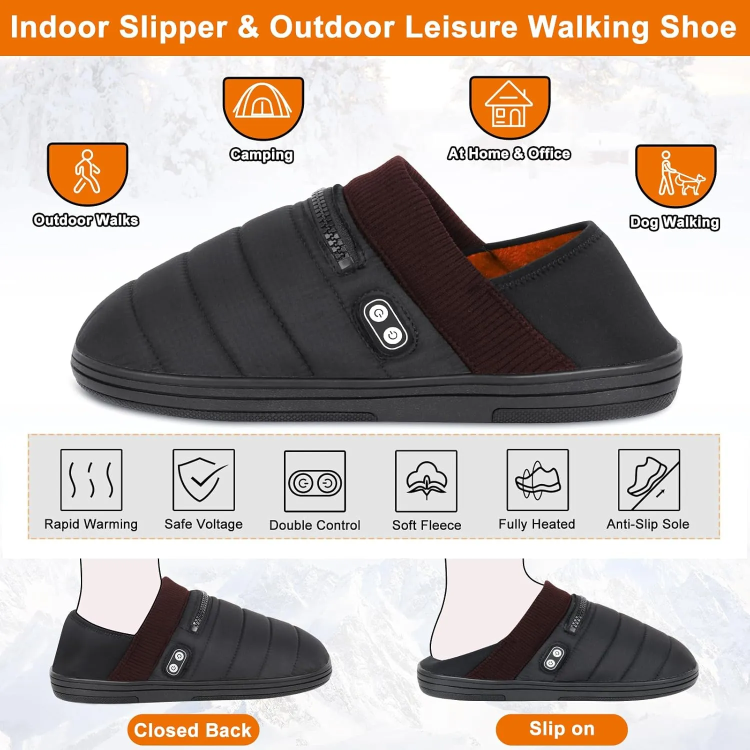 Heated Slippers, BIAL Unisex Electric Heating Pad for Feet, Rechargeable Battery Shoes Cordless Heat Foot Warmer Feet Warmer Winter Slippers Cold Weather Slippers for Men Women