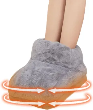 Heated Slippers for Men Women Electric Foot Warmer with Fleece Lining USB Heating Booties Under Desk with 3 Timer Settings & Adjustable Temperature Settings for Home Office Cold Feet (Grey)