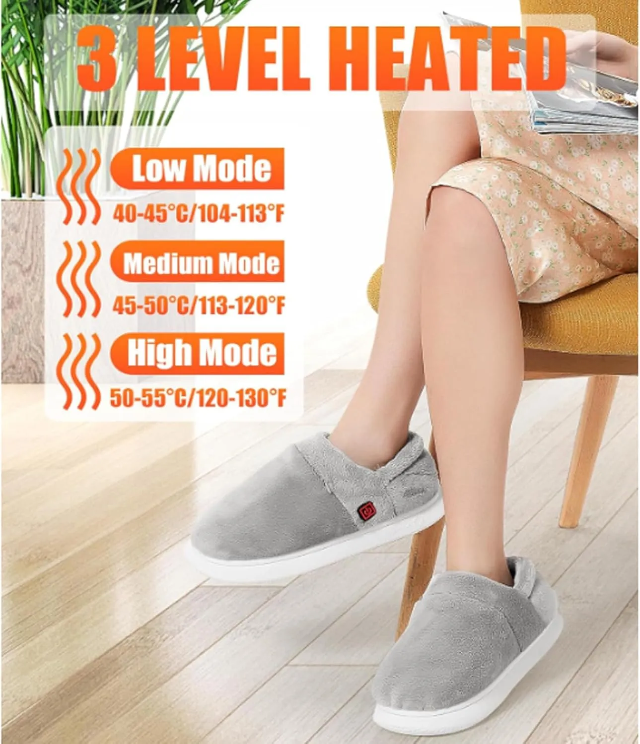 Heated Slippers Rechargeable Foot Heaters, USB Electric Heating Slippers for Women Men with 3 Temp Settings Keep Feet Warm up to 5-8 Hours with 4000mah*2 Battery(Size:38-39,Color:Pink)