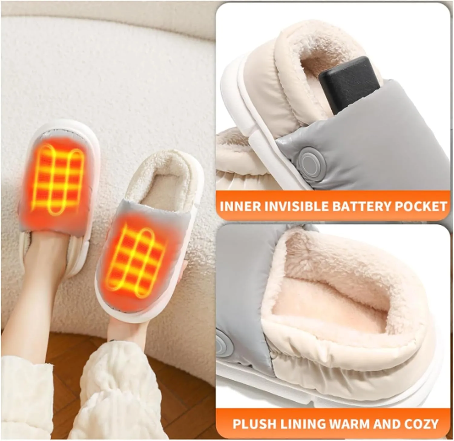 Heated Slippers Rechargeable Foot Heaters, USB Electric Heating Slippers for Women Men with 3 Temp Settings Keep Feet Warm up to 5-8 Hours with 4000mah*2 Battery(Size:38-39,Color:Pink)