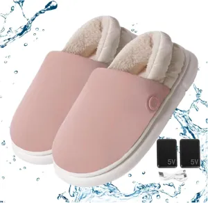 Heated Slippers Rechargeable Foot Heaters, USB Electric Heating Slippers for Women Men with 3 Temp Settings Keep Feet Warm up to 5-8 Hours with 4000mah*2 Battery(Size:38-39,Color:Pink)