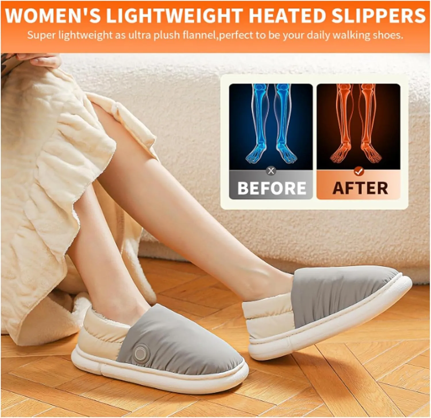 Heated Slippers Rechargeable Foot Heaters, USB Electric Heating Slippers for Women Men with 3 Temp Settings Keep Feet Warm up to 5-8 Hours with 4000mah*2 Battery(Size:38-39,Color:Pink)