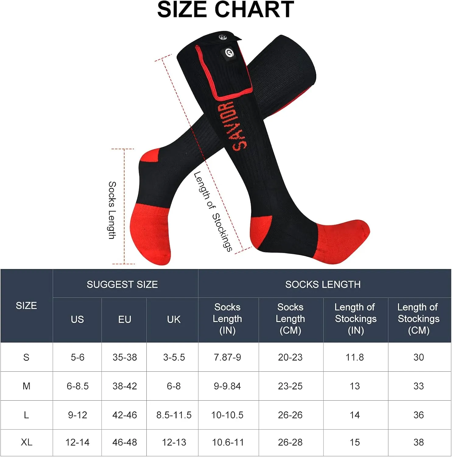 Heated Socks for Men Women, Battery Powered Thermal Electric Socks for Cold Feet,Camping Hunting Winter Foot Warmers