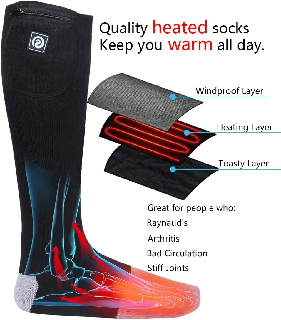 Heated Socks for Men Women, Battery Powered Thermal Electric Socks for Cold Feet,Camping Hunting Winter Foot Warmers