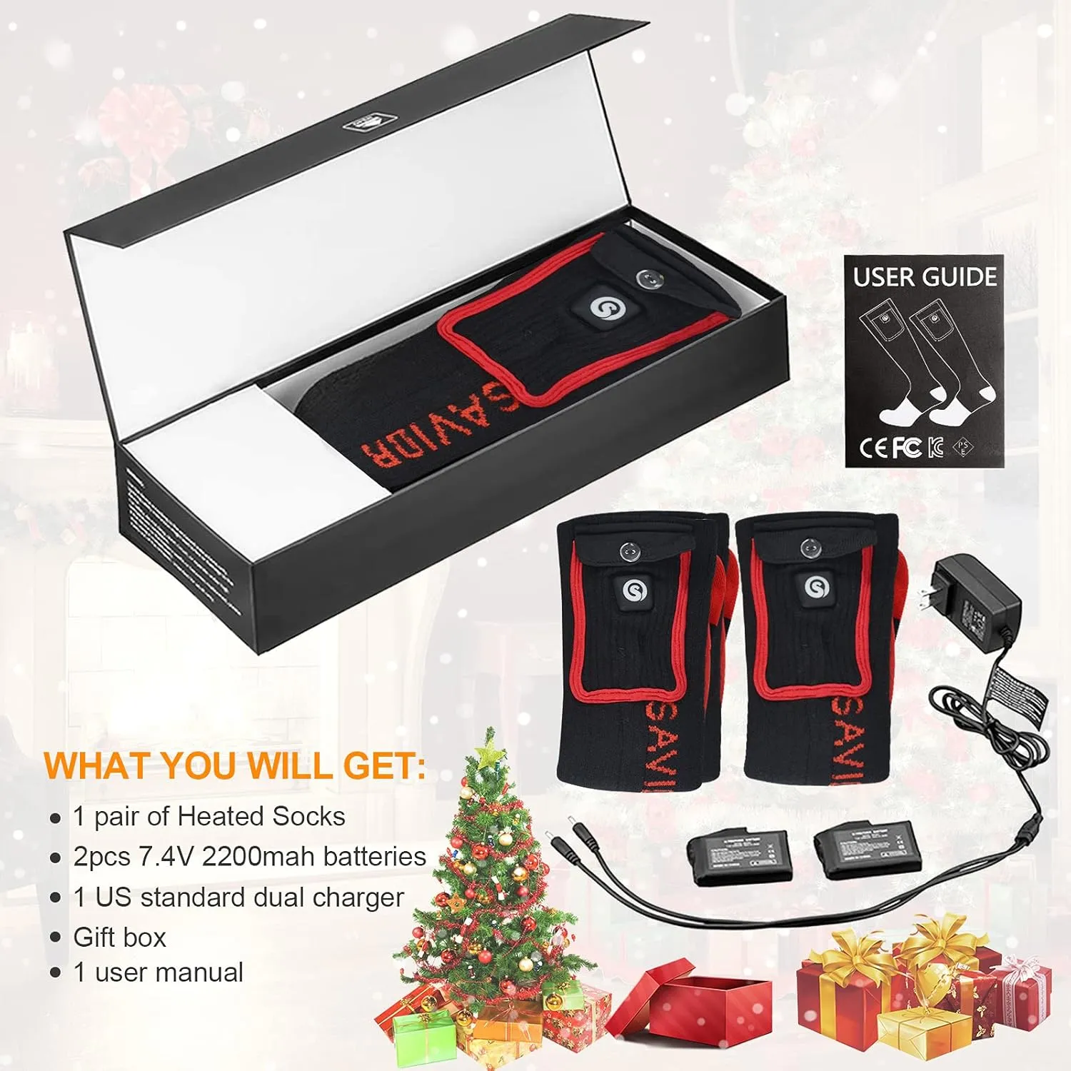 Heated Socks for Men Women, Battery Powered Thermal Electric Socks for Cold Feet,Camping Hunting Winter Foot Warmers