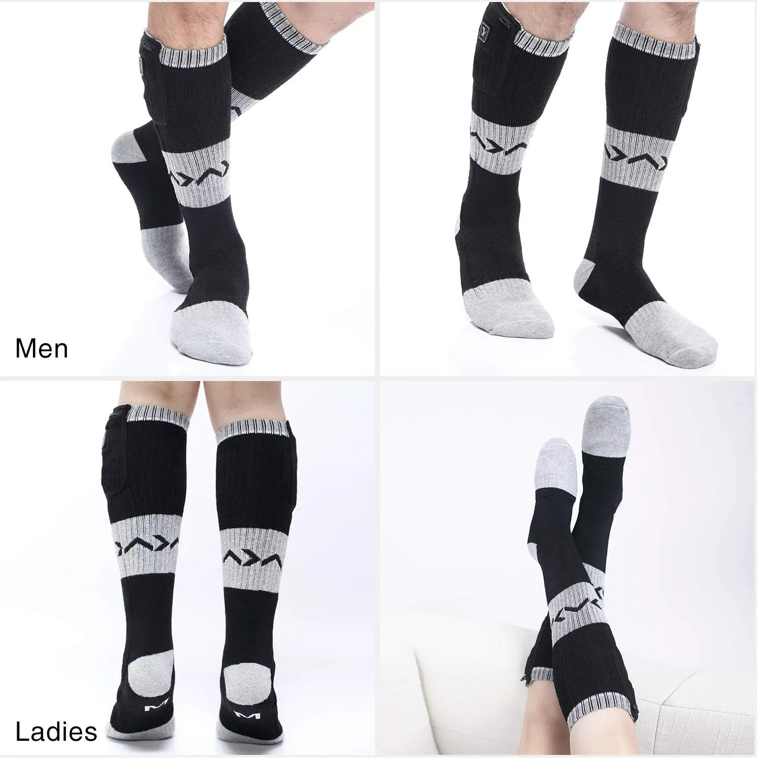 Heated Socks for Men Women, Electric Socks with 7.4V 2200mAh Rechargeable Battery Foot Warmers for Winter Sports Snow Ski Hunting Camping Hiking Riding