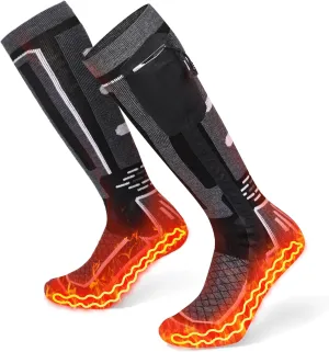 Heated Socks for Men Women, Rechargeable Electric Ski Socks, Merino Wool Battery Foot Warmers, Winter Hunting Skiing