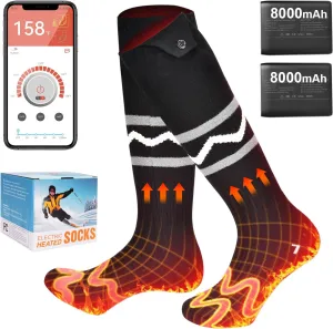 Heated Socks for Men Women with App Control, 8000mAh Battery Rechargeable, Electric Heating Warm Socks,360° Heating Warmth, Heated Toe Design, Foot Warmer for Skiing,Hiking, Hunting