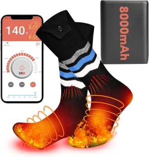 Heated Socks for Men Women with APP Control, 8000mAh Battery Rechargeable Electric Work Up to 10 Hours Washable Winter Warm Feet and Outdoor for Hunting Skiing Cycling Camping