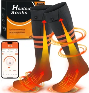 Heated Socks for Men Women with APP Remote Control, Upgraded 10000mAh Rechargeable Electric Heated Socks Up to 10 Hours, Washable Winter Foot Warmer Socks for Outdoor Camping Hiking Skiing Hunting
