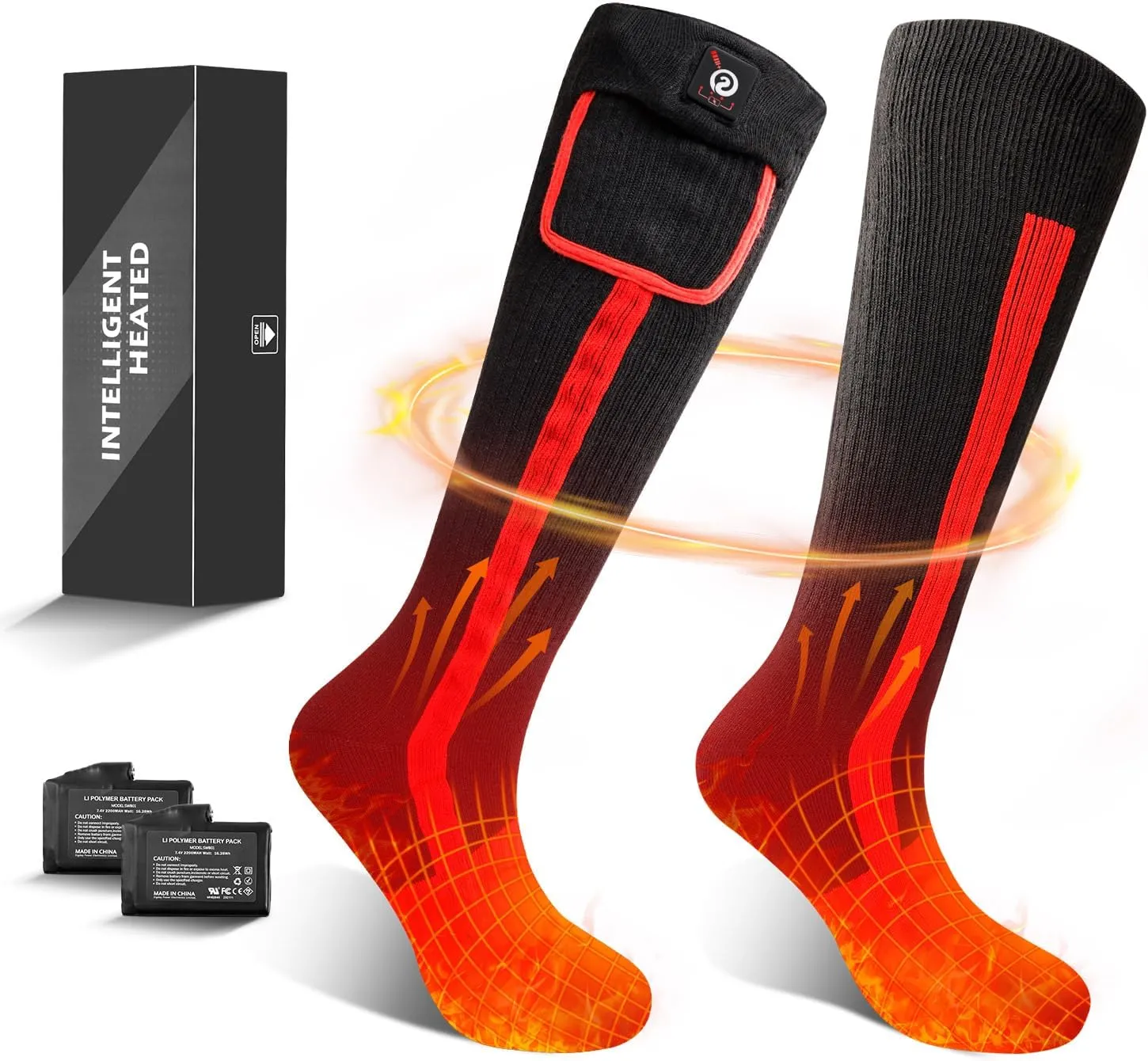 Heated Socks for Men Women,7.4V 2200mah Electric Rechargeable Battery Warm Winter Socks,Cold Weather Thermal Heating Socks Foot Warmers for Hunting Skiing Camping