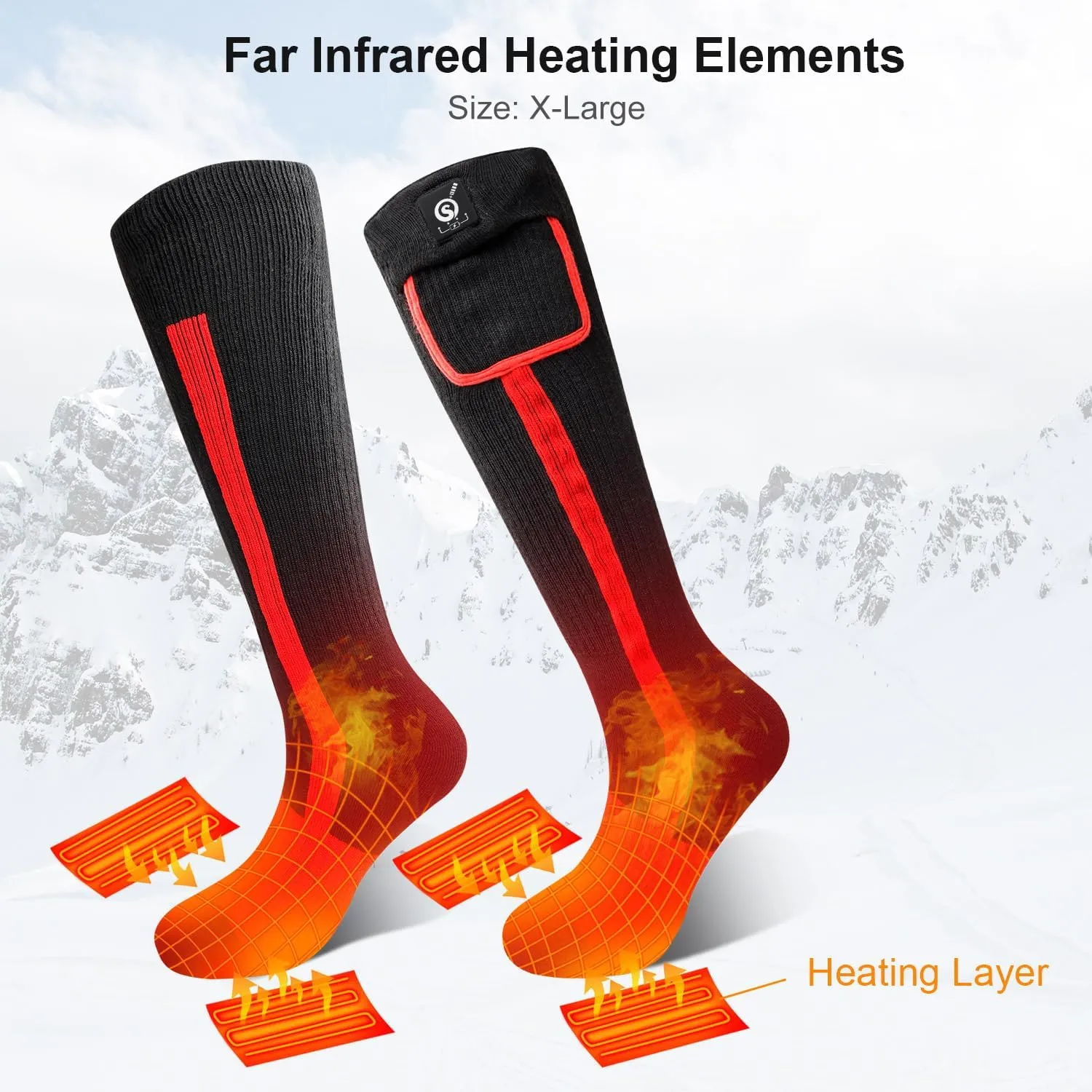 Heated Socks for Men Women,7.4V 2200mah Electric Rechargeable Battery Warm Winter Socks,Cold Weather Thermal Heating Socks Foot Warmers for Hunting Skiing Camping