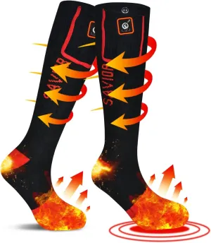 Heated Socks for Women and Men, 7.4v Rechargeable Battery Operated Socks Washable Electric Heated Foot Warmer Coolmax Socks for Hiking Camping Skiing Fishing Hunting Mountaineering
