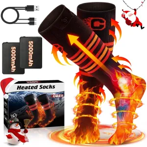 Heated Socks, Heated Socks for Men Women -5V 5000mAh Rechargeable Battery Powered Socks Up to 10 Hours, Washable Winter Electric Socks Thermal Socks Foot Warmer for Outdoor Work Skiing Hunting Camping