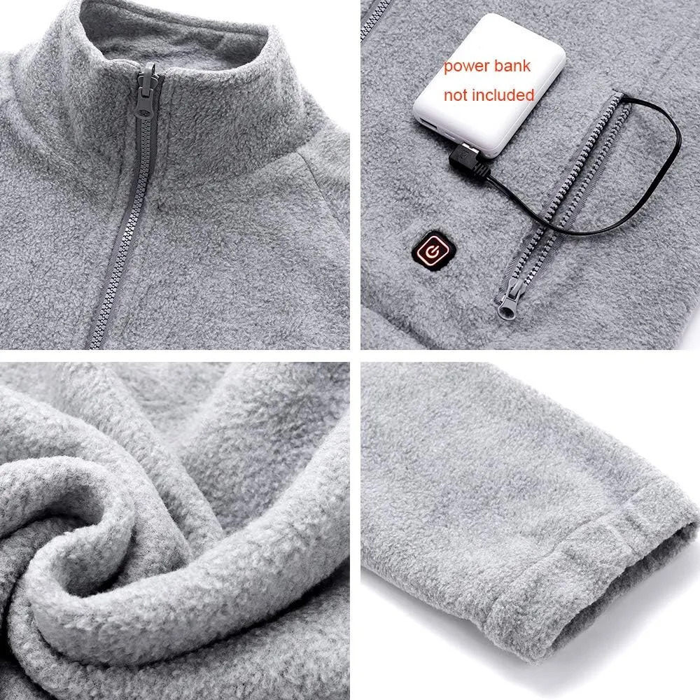 Heated Soft Fleece Jacket for Men Women, USB Smart Electric Fleece Heating Coat