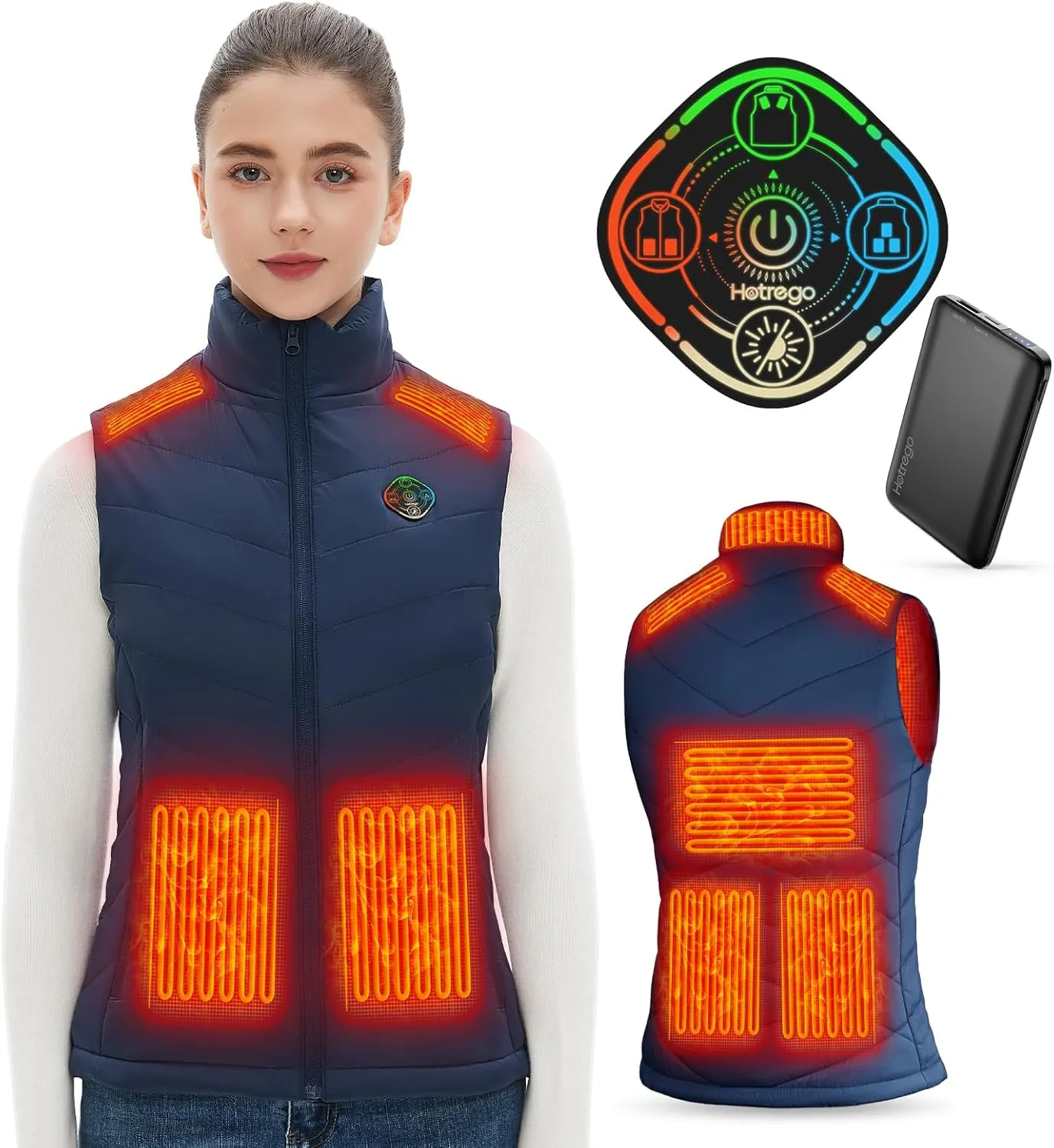 Heated Vest Women with Battery Pack Included, Smart Controller, Lightweight Electric Heating Jacket, Light Out Design