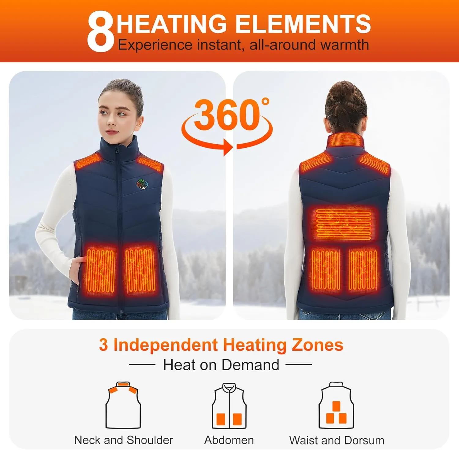 Heated Vest Women with Battery Pack Included, Smart Controller, Lightweight Electric Heating Jacket, Light Out Design