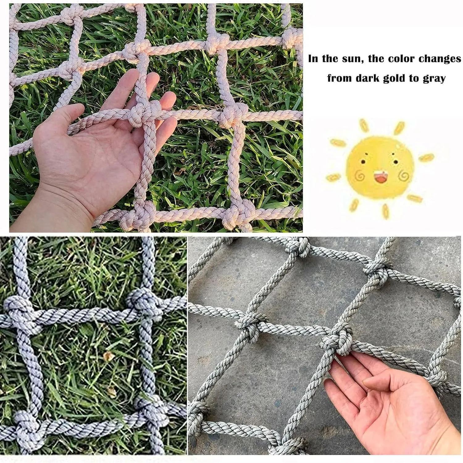 Heavy Duty Climbing Cargo Net Playground Net for Treehouse Durable Polyamide Truck Trailer Net Rope Ladder Stair Balcony Railing Protection Net,6.6x24.6ft