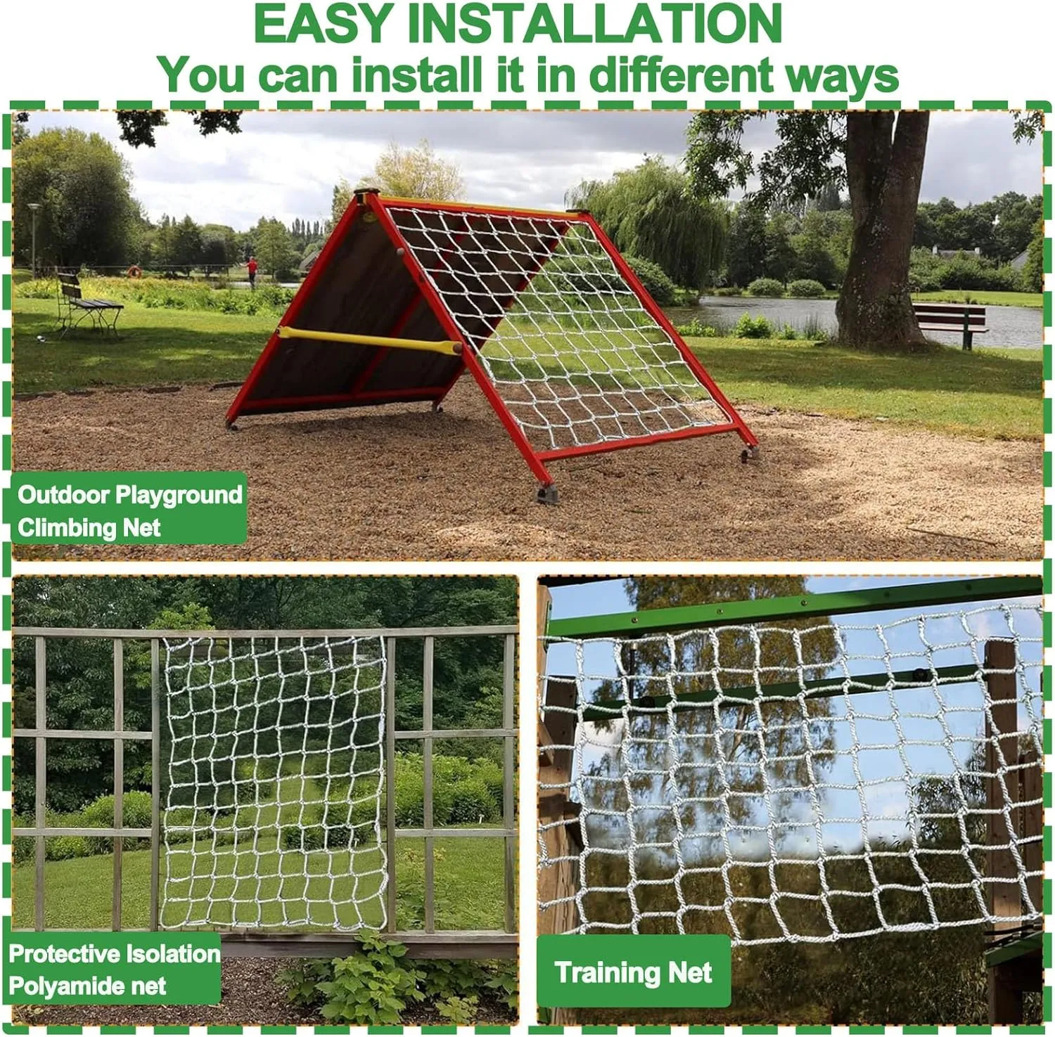 Heavy Duty Climbing Cargo Net Playground Net for Treehouse Durable Polyamide Truck Trailer Net Rope Ladder Stair Balcony Railing Protection Net,6.6x24.6ft