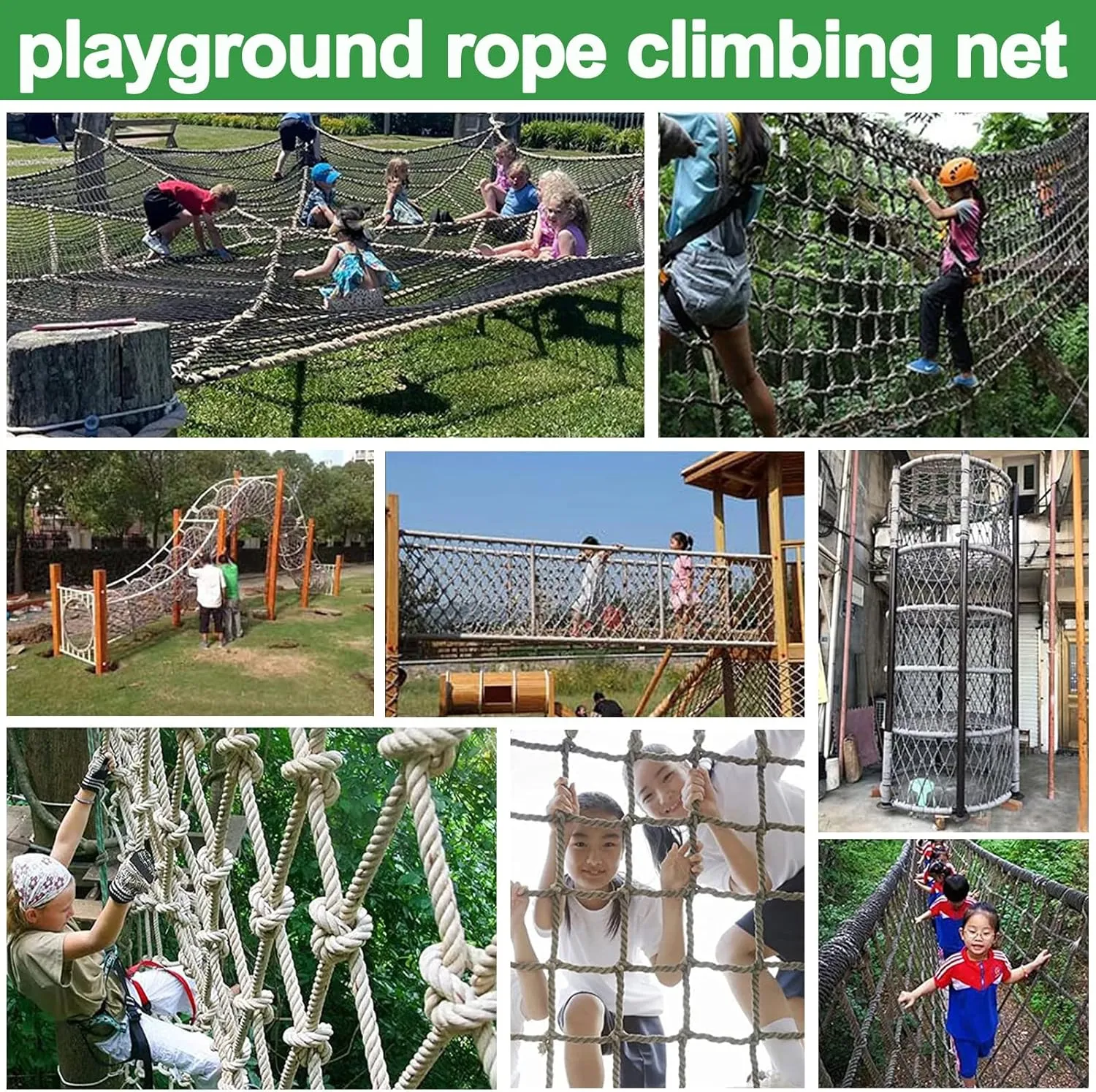 Heavy Duty Climbing Cargo Net Playground Net for Treehouse Durable Polyamide Truck Trailer Net Rope Ladder Stair Balcony Railing Protection Net,6.6x24.6ft