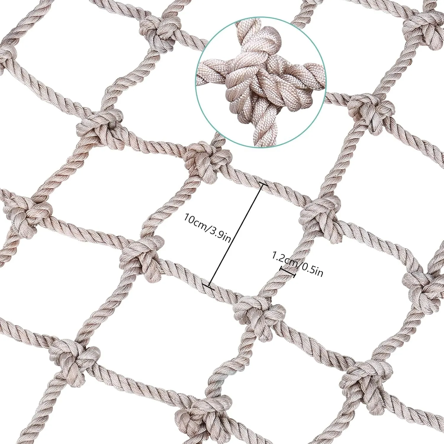 Heavy Duty Climbing Cargo Net,10X10CM Playground Net Safety Protection Net,Climbing Netting Rope Ladder for Indoor & Outdoor,12mm Rope Thickness(Size:9.8FTx9.8FT)