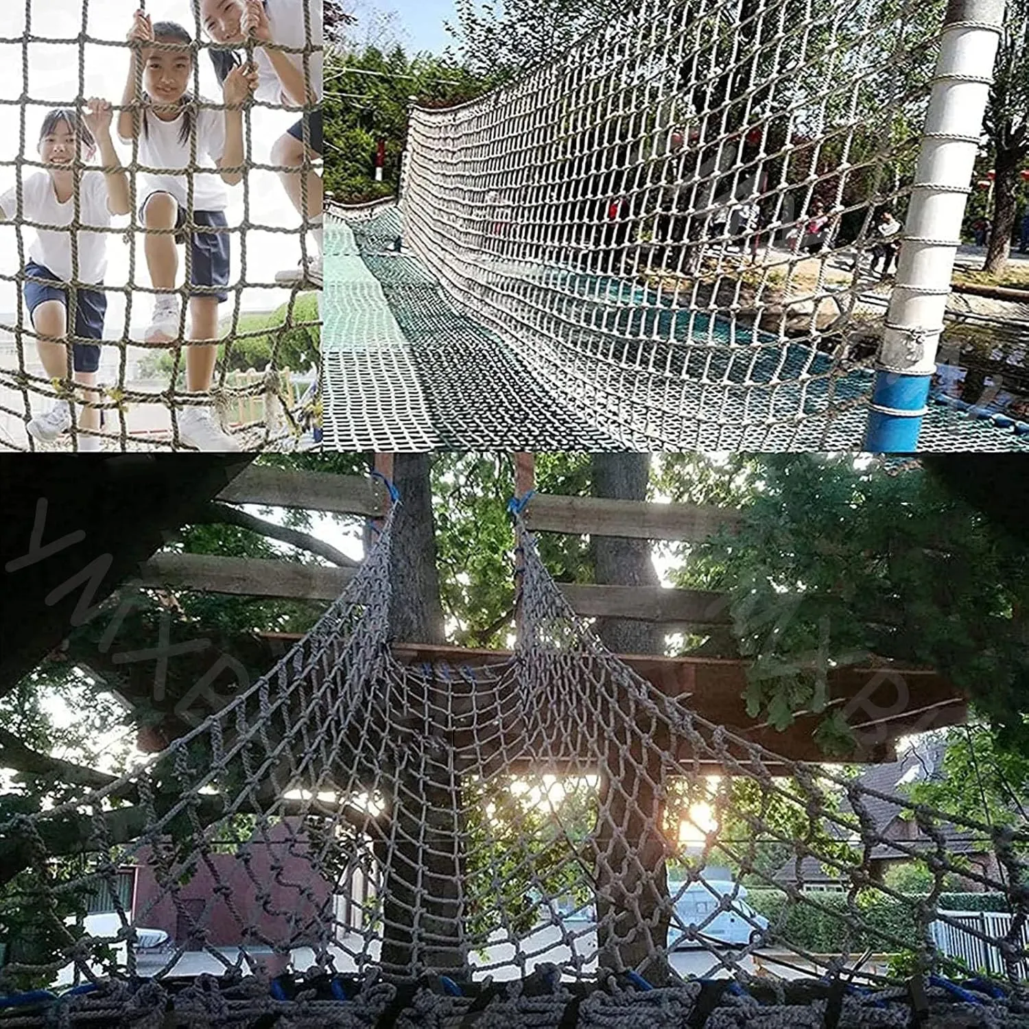 Heavy Duty Climbing Cargo Net,10X10CM Playground Net Safety Protection Net,Climbing Netting Rope Ladder for Indoor & Outdoor,12mm Rope Thickness(Size:9.8FTx9.8FT)