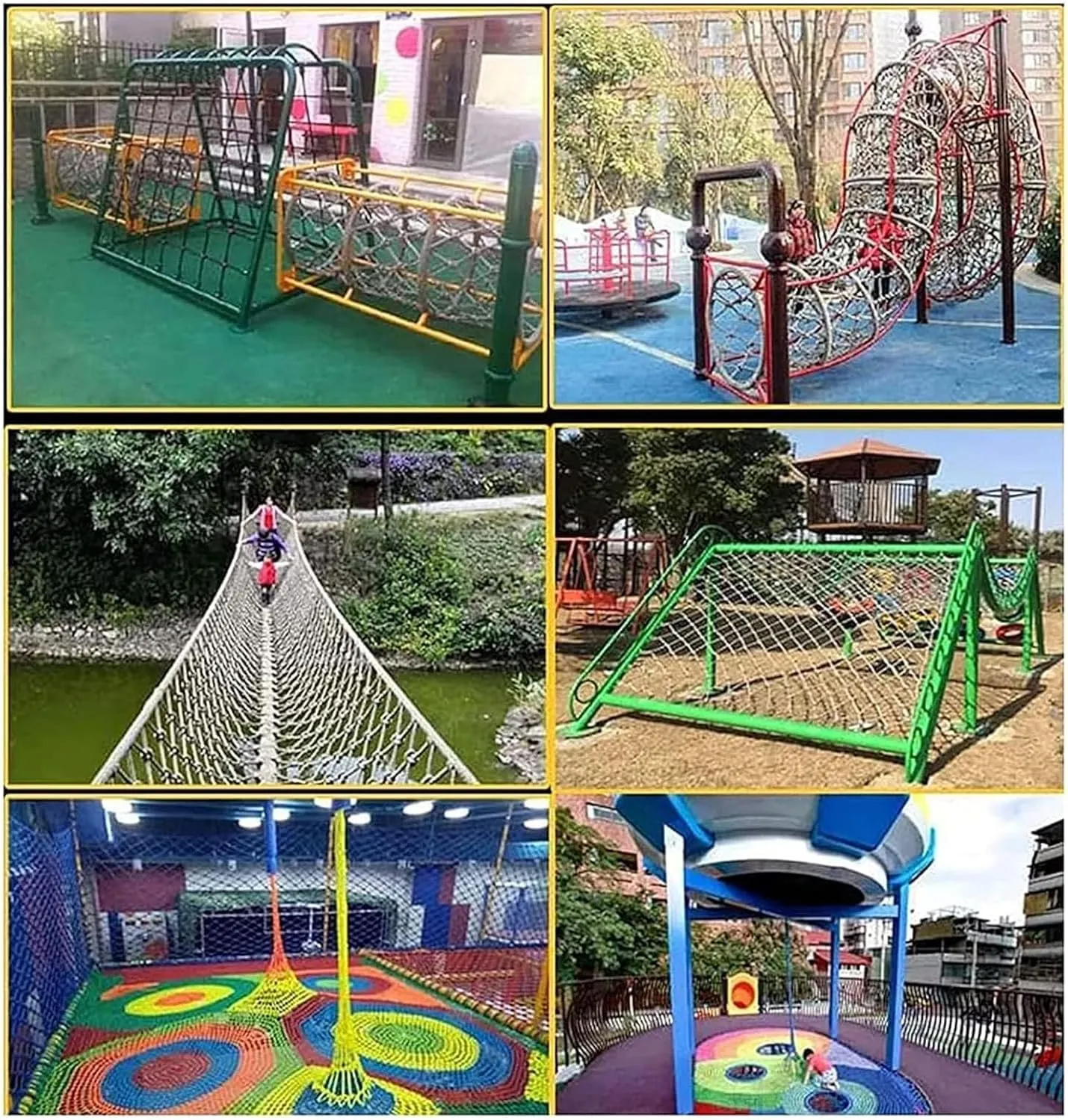 Heavy Duty Climbing Frame Net – Durable Hemp Rope Netting, Jute Rope Nets for Kids Playground, Cargo Climbing, Training Equipment, Plant Support(4*4m)