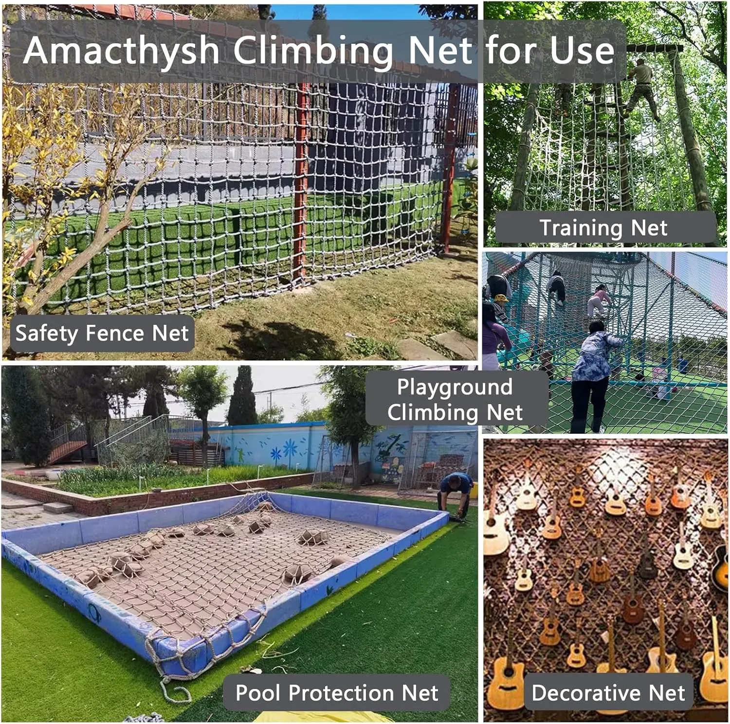 Heavy Duty Climbing Frame Net Sturdy Climbing Cargo Net Net Climbing Net Outdoor Safety Net Rope Ladder Treehouse,1 * 8m