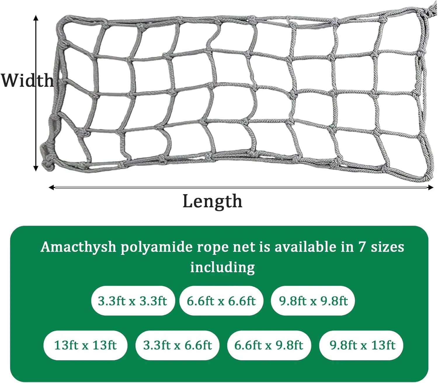 Heavy Duty Climbing Net for Kids and Adult Outdoor,Climbing Net for Swing Set,Rope Cargo Webbing Net,Safety Climbing Protective Net(Size:9.8x9.8ft)
