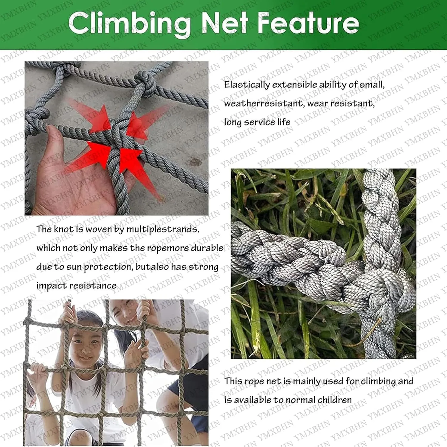 Heavy Duty Climbing Net Rope Ladder Playground Rock Rope Swing Sets Protective Net Outdoor Cargo Webbing Net Dia 12mm Safety Net(Size:3.3FTx16.4FT)