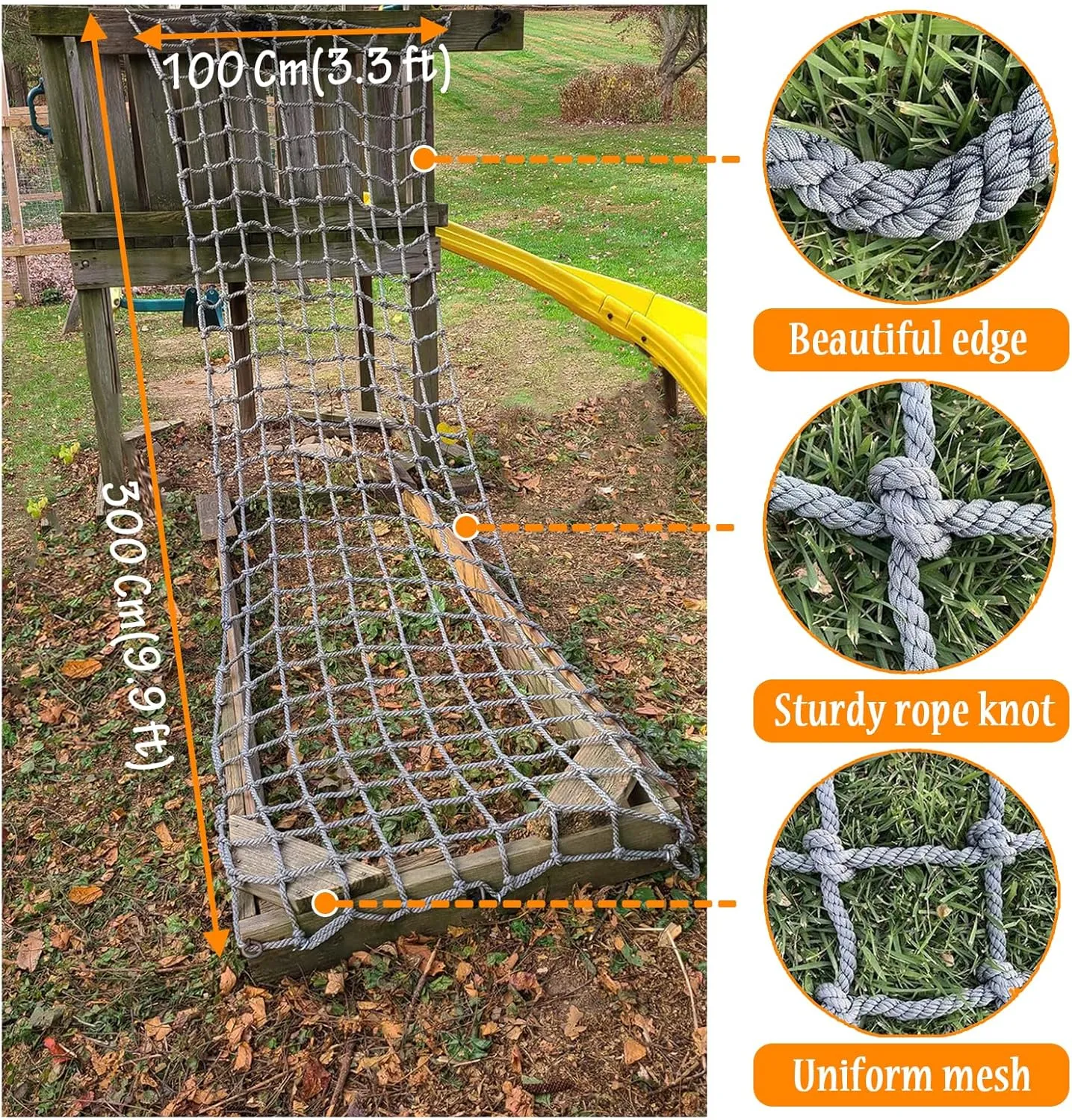 Heavy Duty Climbing Net,Safety Net,Polyamide Fiber Rope Netting,for Balcony,Railing,Playground,Cargo Climbing Net(Size:13 * 16.4ft)