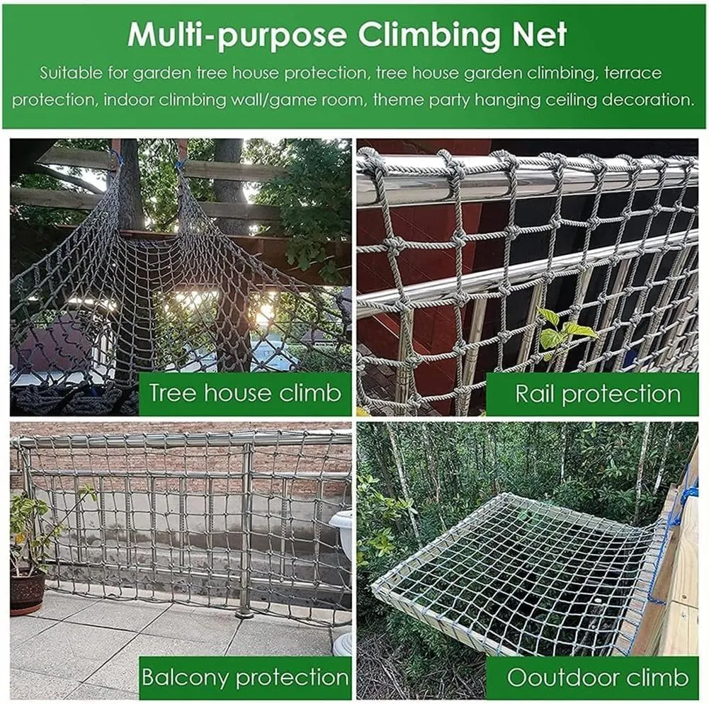 Heavy-Duty Outdoor Climbing Cargo Net - Polyamide Material, Perfect for Kids & Adults, Military-Grade Climbing Net for Balcony, Railing, and Warrior Obstacle Courses(Size:2x4m/6.6x13ft)