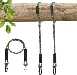 Heavy Duty Tree Swing Ropes Hammock, Adjustable Extendable Hanging Straps, Carabiners for All Swings Hammock Playground Set Accessories 5.6ft(67") of 2, Green
