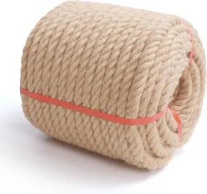 Hemp Jute Rope and Twine, 3/4 Inch, 100Ft. Heavy Duty, Indoor/Outdoor, DIY, Bundling, Climbing, Hammock, Nautical, Tug of War