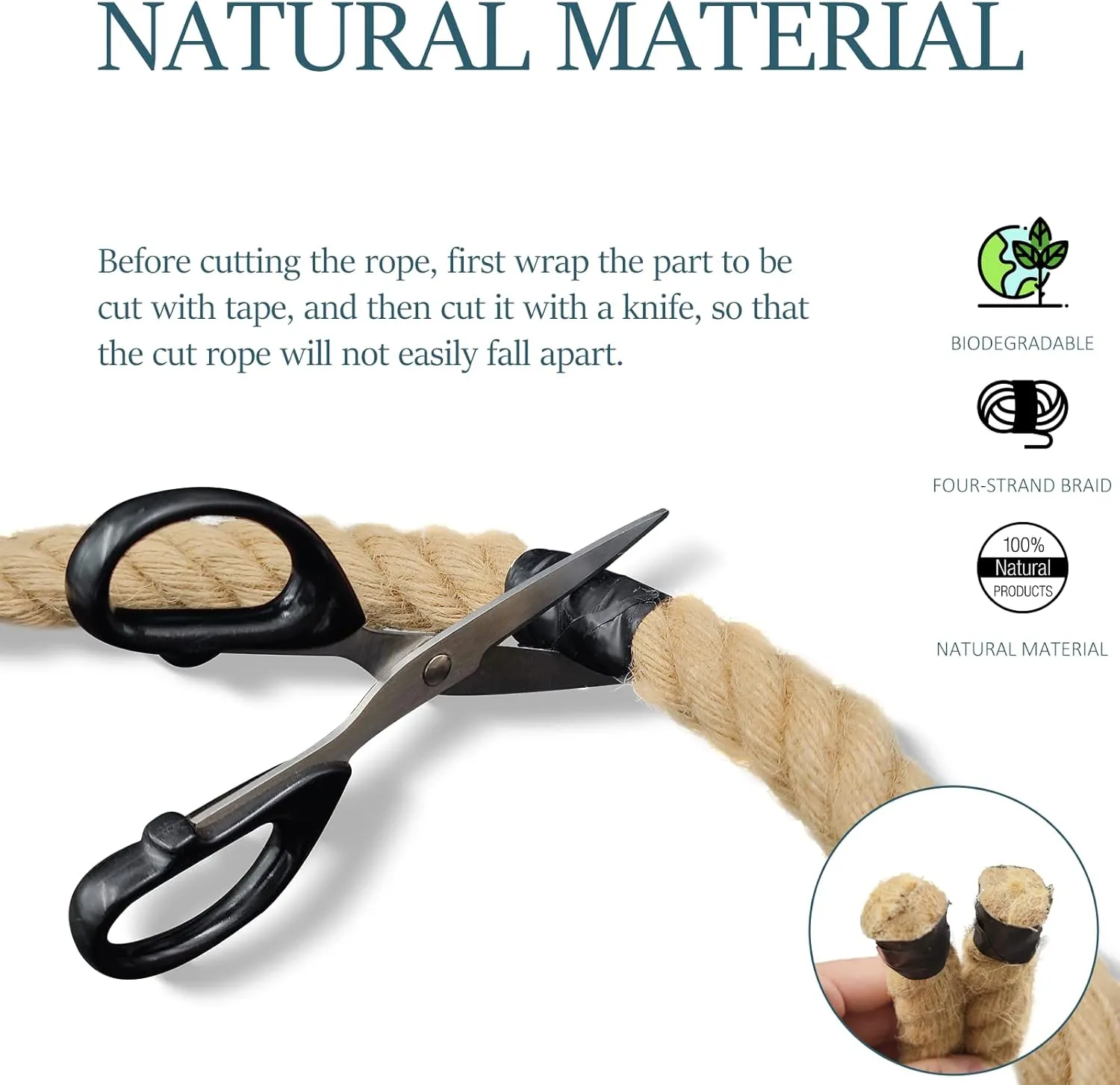 Hemp Rope - 1 Inch x 50 Ft Jute Rope, 900 Lbs Tensile Strength, Ideal for Tug of War, Deer Hunting, Nautical, Crafts, Swing, Beige