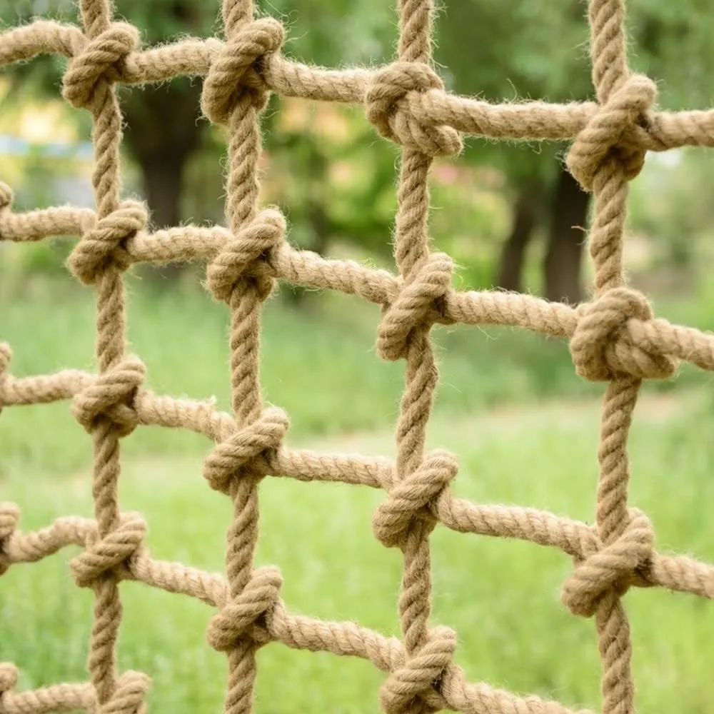 Hemp Rope Climbing Net for Kids - Durable Outdoor Playground Climbing Equipment, Indoor Gym Nets, Plant Support Garden Decoration with Jute Netting (Multi-Purpose Safety Design)
